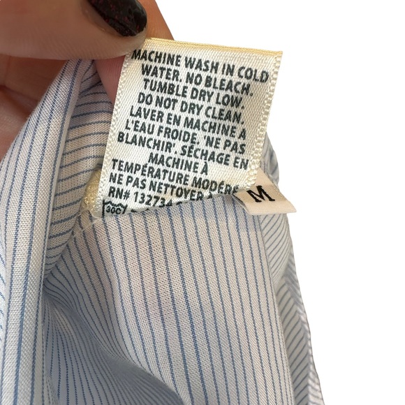 Bella Dahl Tank Top Womens Collared Striped Button Down Pockets Blue Medium - Picture 7 of 10